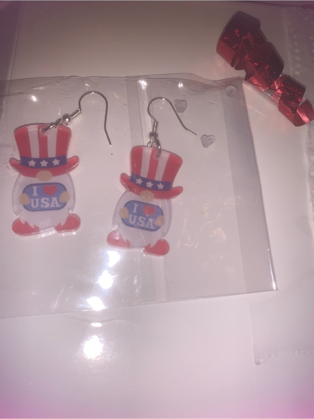 Private Label Red, White & Blue 'I ♥ USA' Kids Dangle Earrings